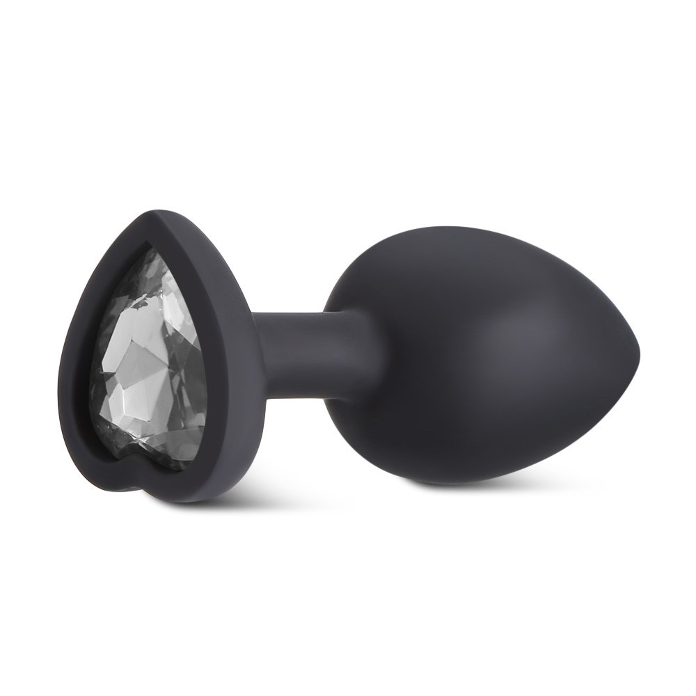 Plug Anal Joia em Silicone com Base em Formato de Cora��o Tamanho G Preto | Foto 04