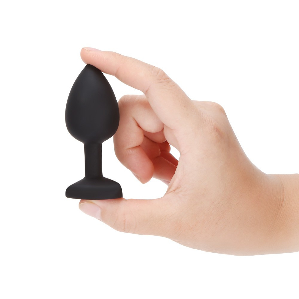 Plug Anal Joia em Silicone com Base em Formato de Cora��o Tamanho G Preto | Foto 05