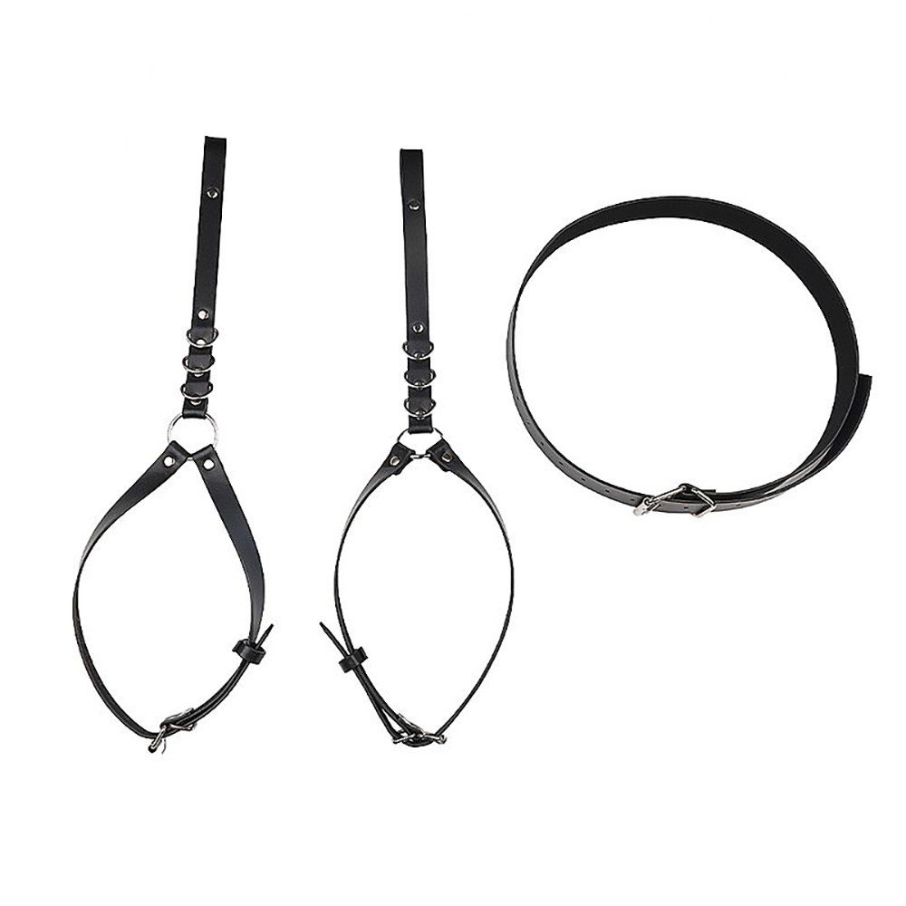 Arreio em PU (Imitação de Couro) Sado Harness de Coxa e Cintura Ajustável Preto | Foto 03