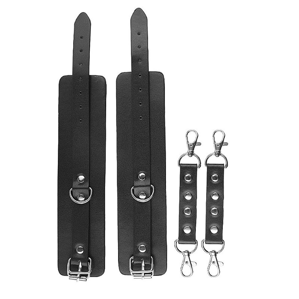 Arreio em PU (Imitação de Couro) Sado Harness de Coxa e Cintura Ajustável com Algemas Preto | Foto 03