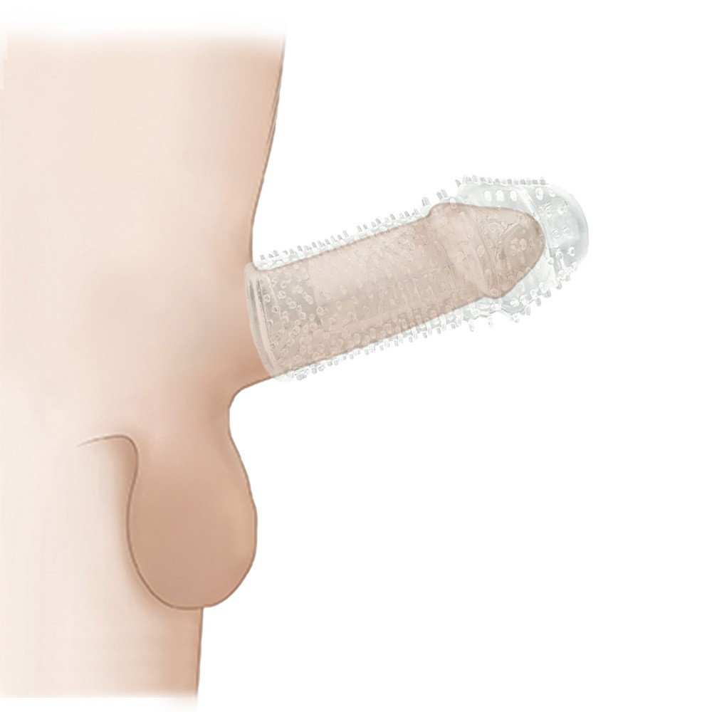 Capa Peniana sem Vibrador em Jelly com Textura 14,5 x 3,5cm Transparente | Foto 05
