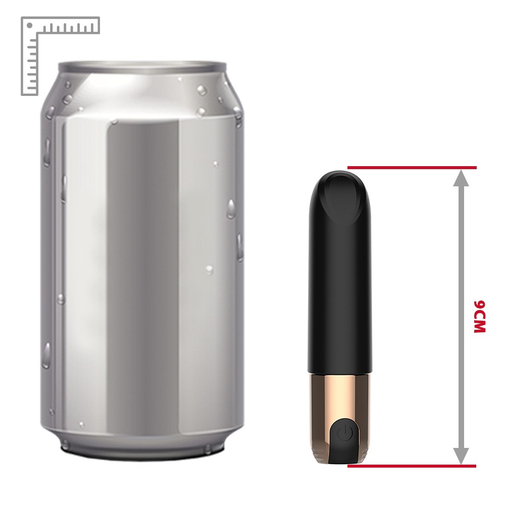 Detalhe do botao de energia do Vibrador Bullet The Jet Preto, com o icone de ligar/desligar bem visivel