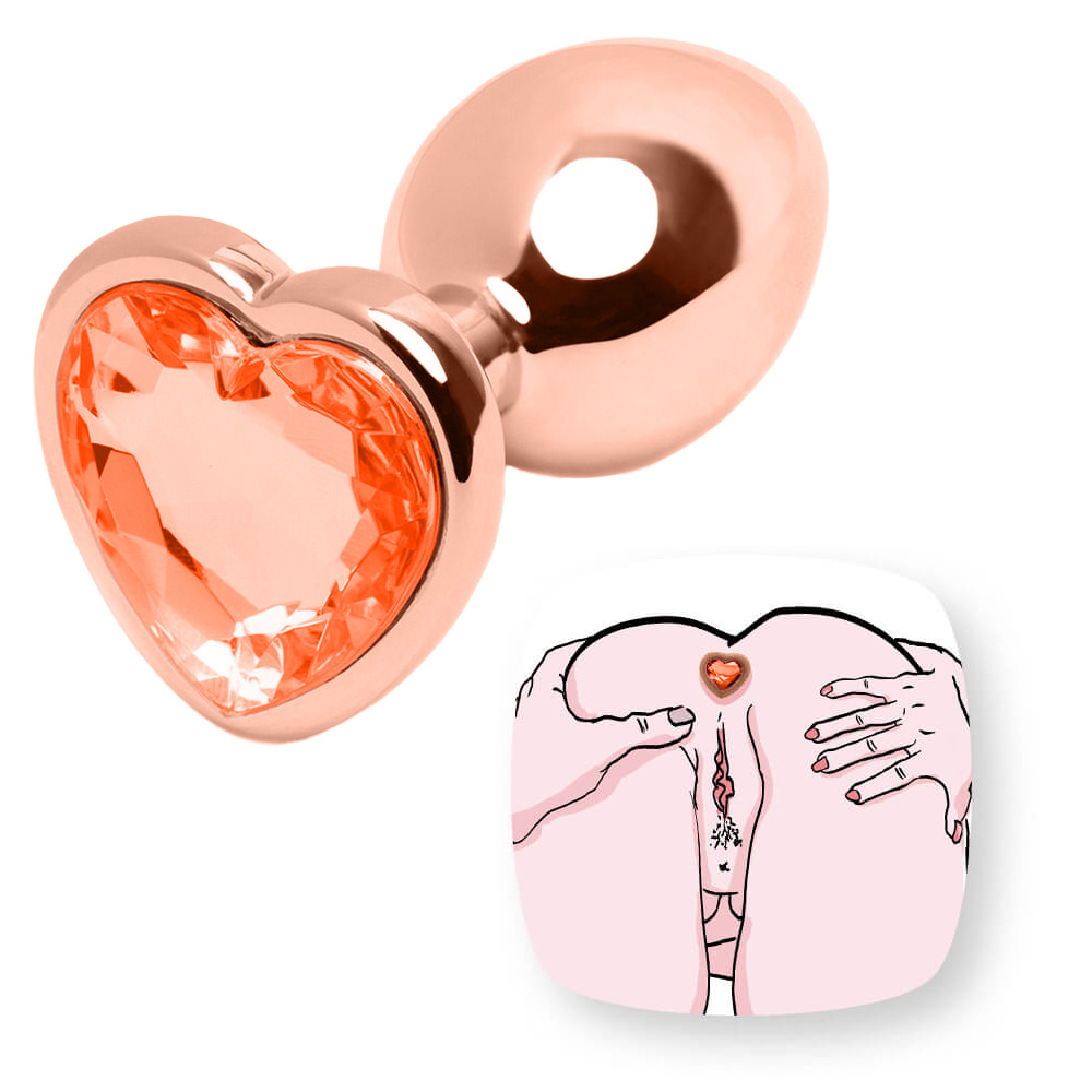 Plug Anal Joia em Ao Inoxidvel Rose com Base de Corao G Laranja :: Sex  Shop Loja do Prazer
