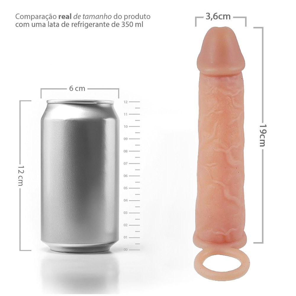 Capa Peniana em Cyberskin com Anel Escrotal 19 x 3,6cm Bege | Foto 06