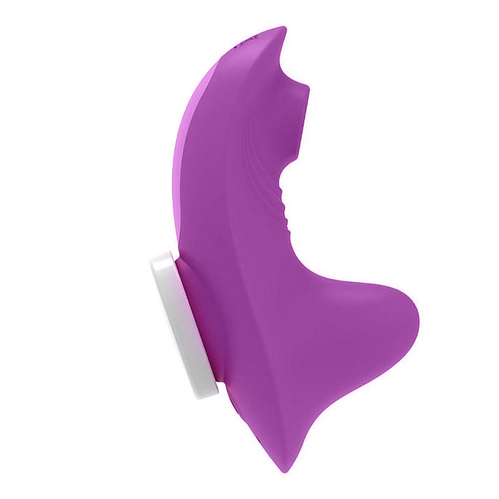 Vibrador para Calcinha Recarreg�vel 10 Vibra��es e 4 Pulsa��es com Controle Suction Vib Roxo - Imagem de ambiente mostrando a parte do vibrador sendo colocada na �rea �ntima da calcinha, sugerindo discri��o