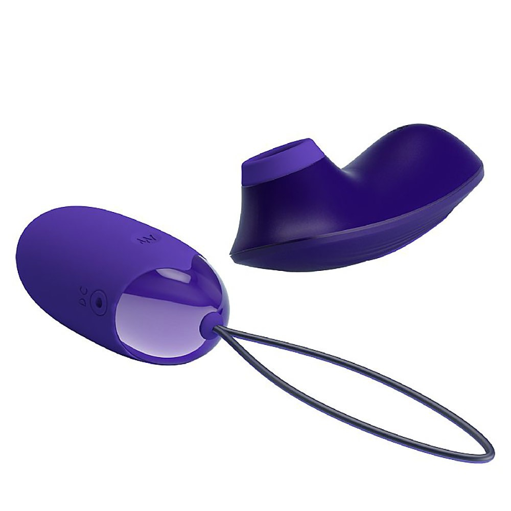 Vista lateral do Vibrador Bullet Recarreg�vel 12 Vibra��es e 4 Pulsa��es Controle sem Fio 2 em 1 Orthus-Youth Roxo