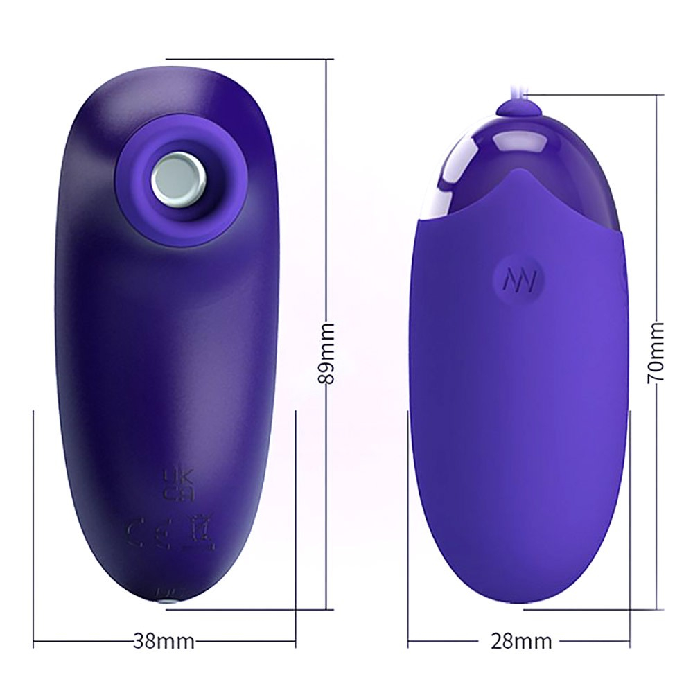 Detalhe do bocal do sugador de clit�ris do Vibrador Bullet Recarreg�vel 12 Vibra��es e 4 Pulsa��es Controle sem Fio 2 em 1 Orthus-Youth Roxo