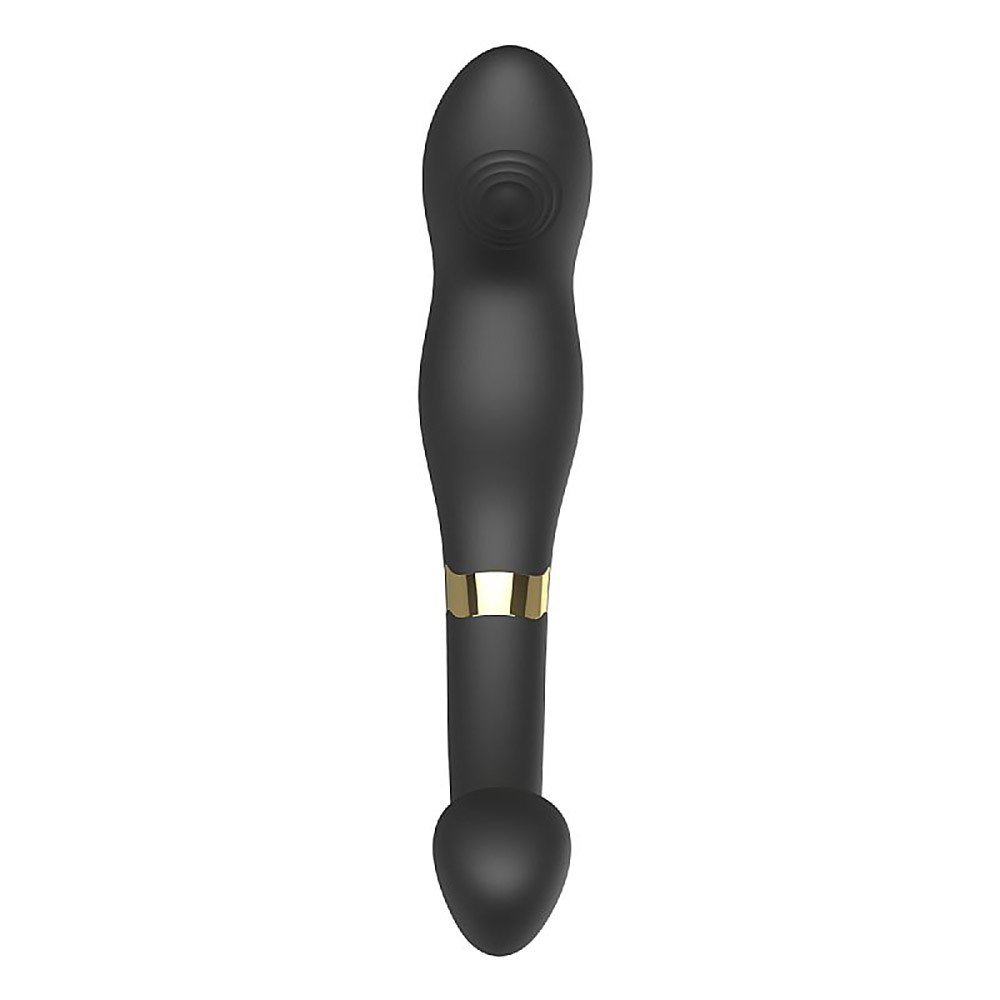 Vibrador Duplo Recarreg�vel em Silicone Max C Preto - Detalhe do Material e Curvas