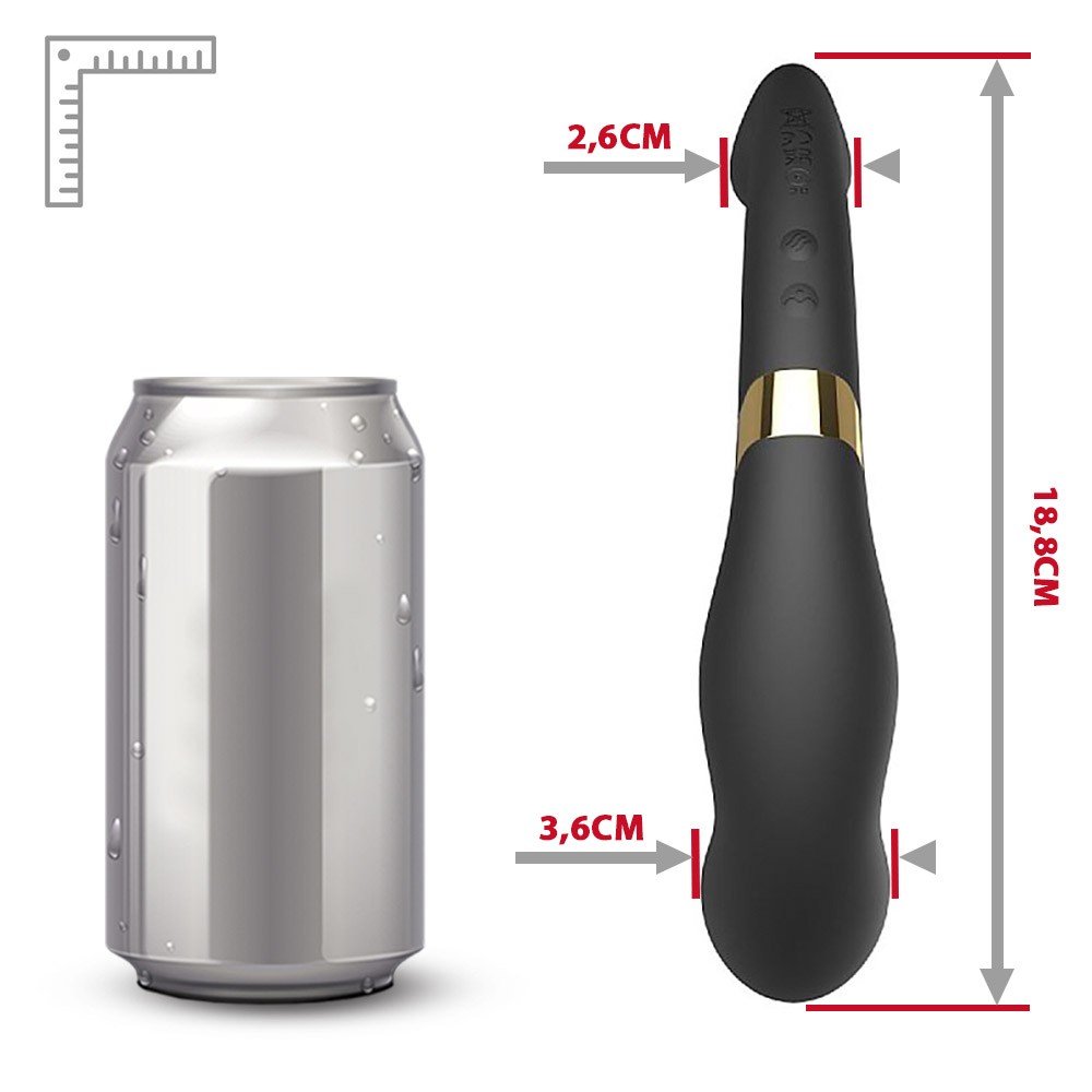 Vibrador Duplo Recarreg�vel em Silicone Max C Preto - Ponta Clitoriana com Textura Dedilhada