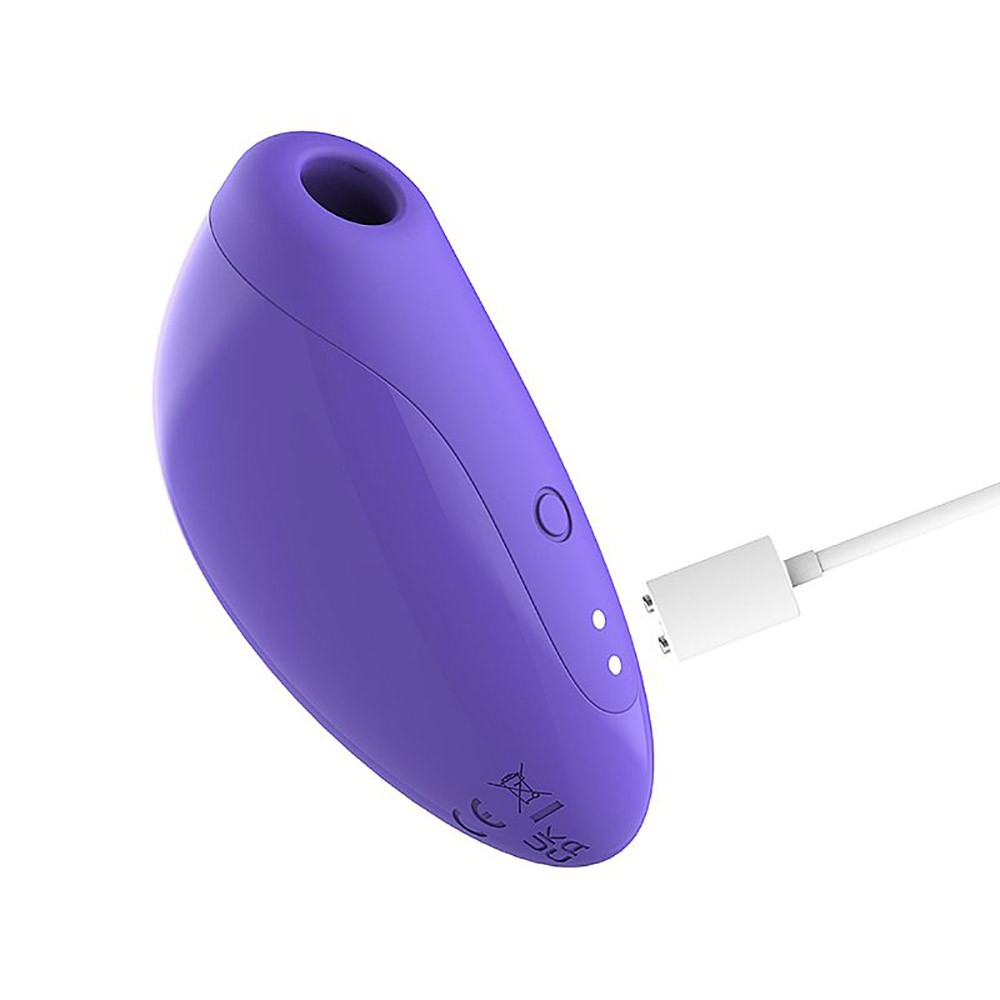 Pulsador de Clit�ris Recarreg�vel Roxo mostrando os bot�es de controle de modos e intensidade.