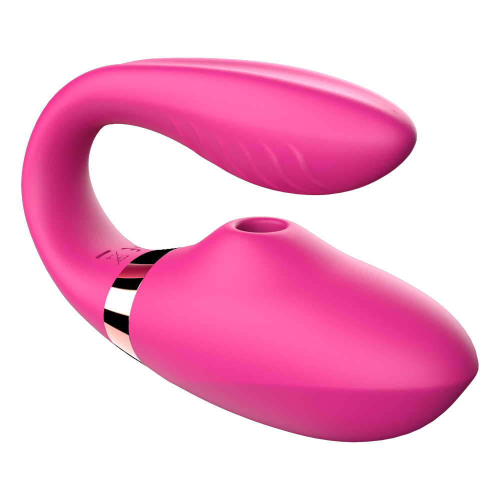 Vibrador para Casal em Silicone com Sugador de Clitóris com Controle sem Fio e 7 Vibrações Pink | Foto 02 Vibrador para Casal em Silicone com Sugador de Clitóris com Controle sem Fio e 7 Vibrações Pink | Foto 02