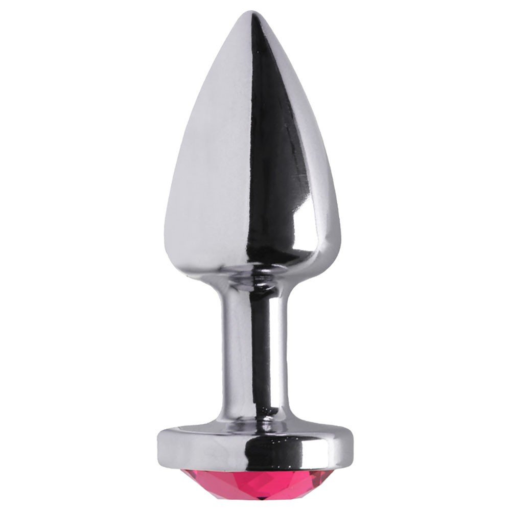 Plug Anal Joia em ABS Prata Tamanho P com Pedra Pink | Foto 02