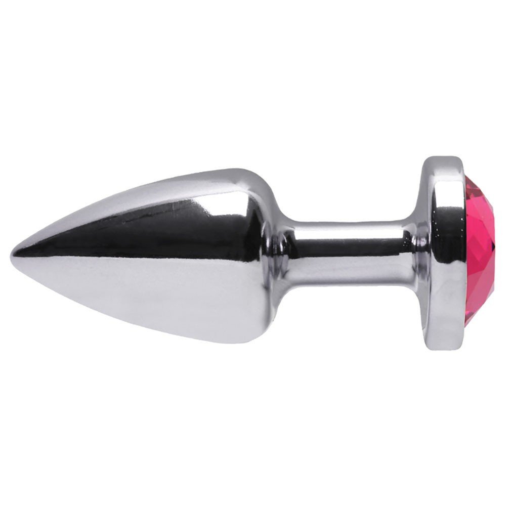 Plug Anal Joia em ABS Prata Tamanho P com Pedra Pink | Foto 04