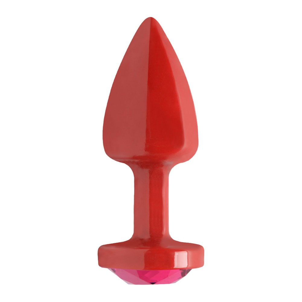 Plug Anal Joia em ABS Vermelho Tamanho P com Pedra Pink | Foto 02