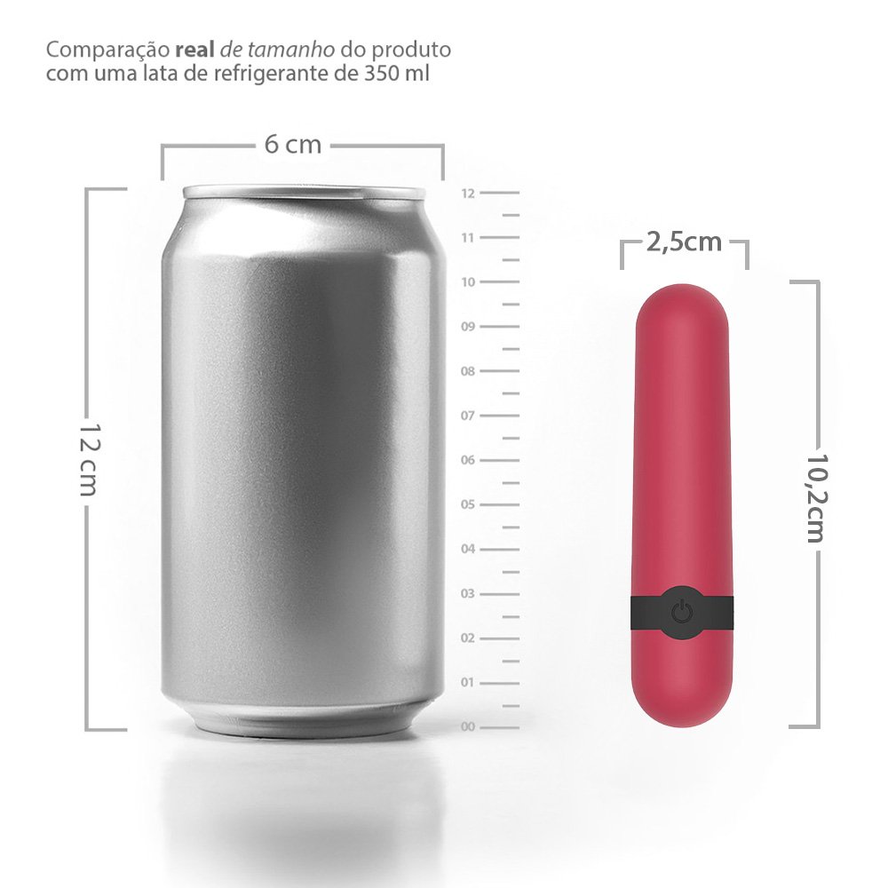 Vibrador Bullet Recarreg�vel Vinho, detalhes do corpo em silicone e bot�o de controle