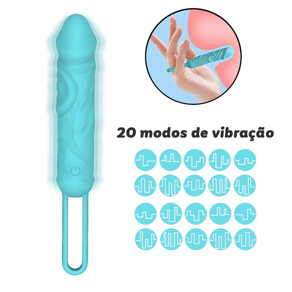 Vibrador Bullet Recarreg�vel em Silicone Cyan - Ilustra��o dos 20 modos de vibra��o