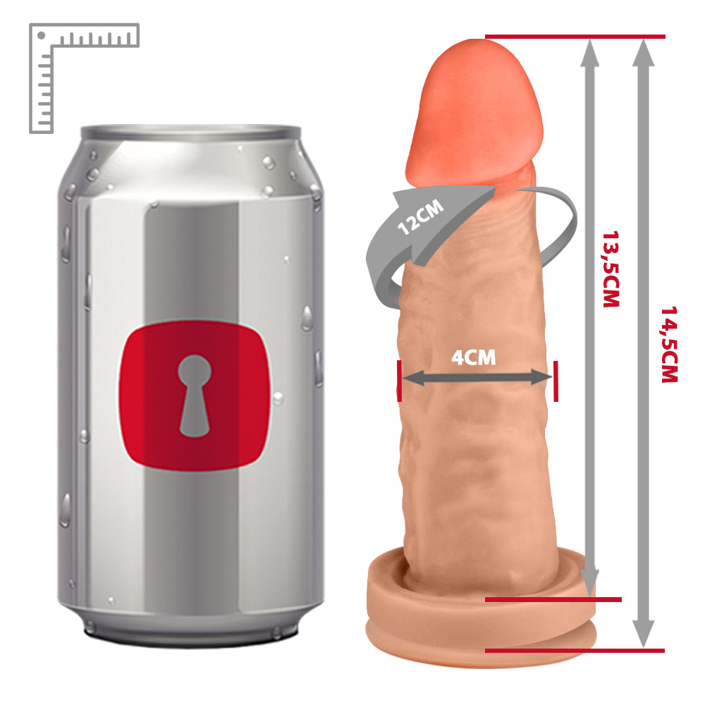 P�nis Maci�o Maromba em PVC Flex�vel com Vibrador e Ventosa 14,5 x 4cm Bege, vista inferior da ventosa para fixa��o