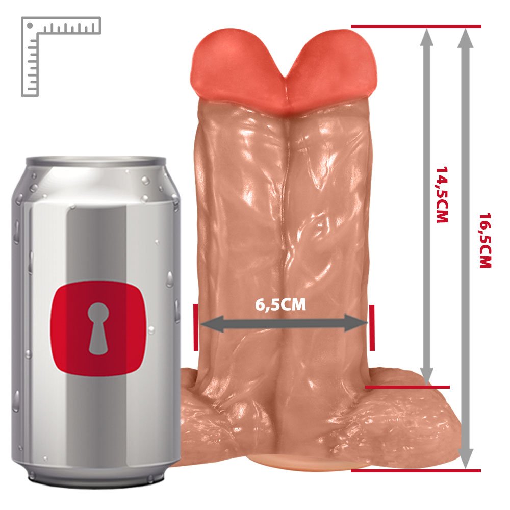 P�nis Maci�o Juntos em PVC Flex�vel com Vibrador e Ventosa 16,5 x 6,5cm Bege | Foto 06