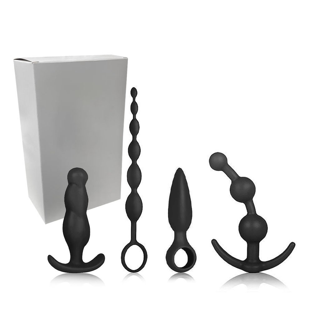 Kit Plug Anal 4 Formatos Diferentes, Intensive, Sensation, Start e Balls em Silicone Preto | Foto 01