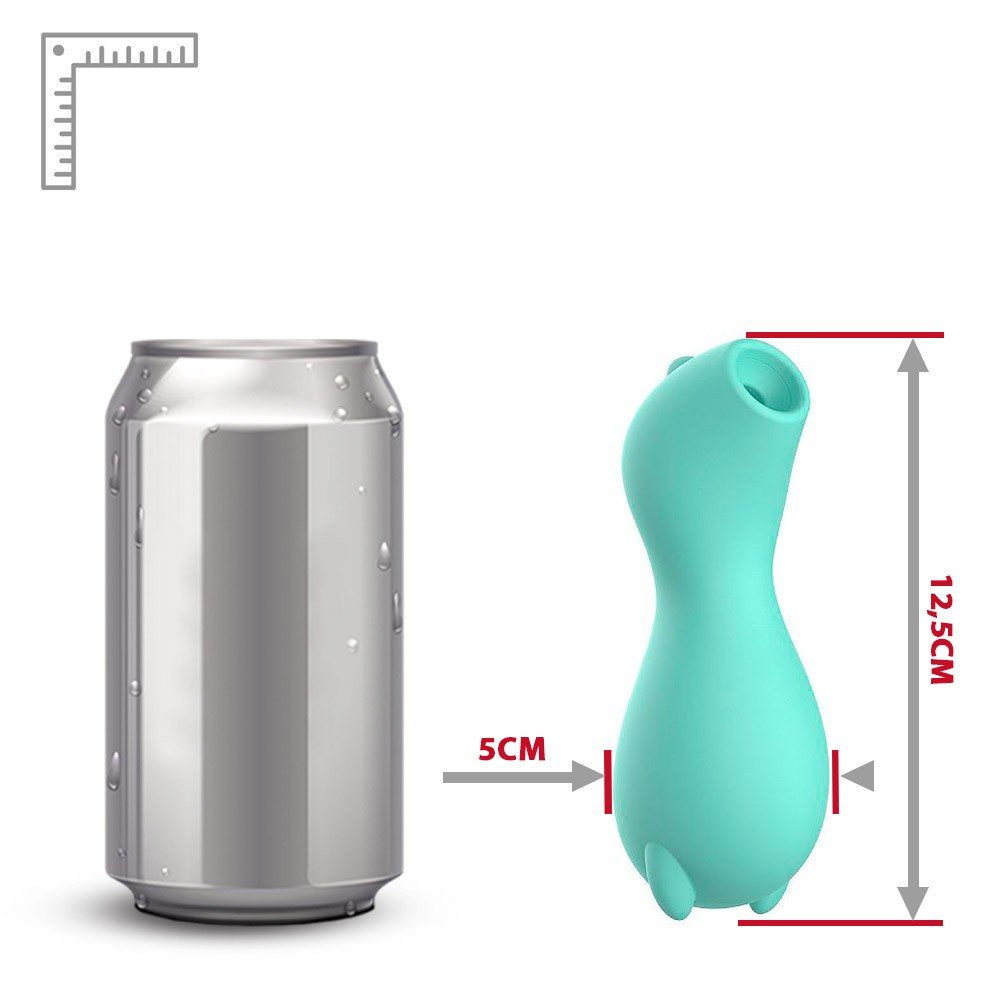Pulsador de Clit�ris em Silicone Recarreg�vel com 7 Pulsa��es Cyan, close no bico de pulsa��o, mostrando o silicone macio e o design interno.