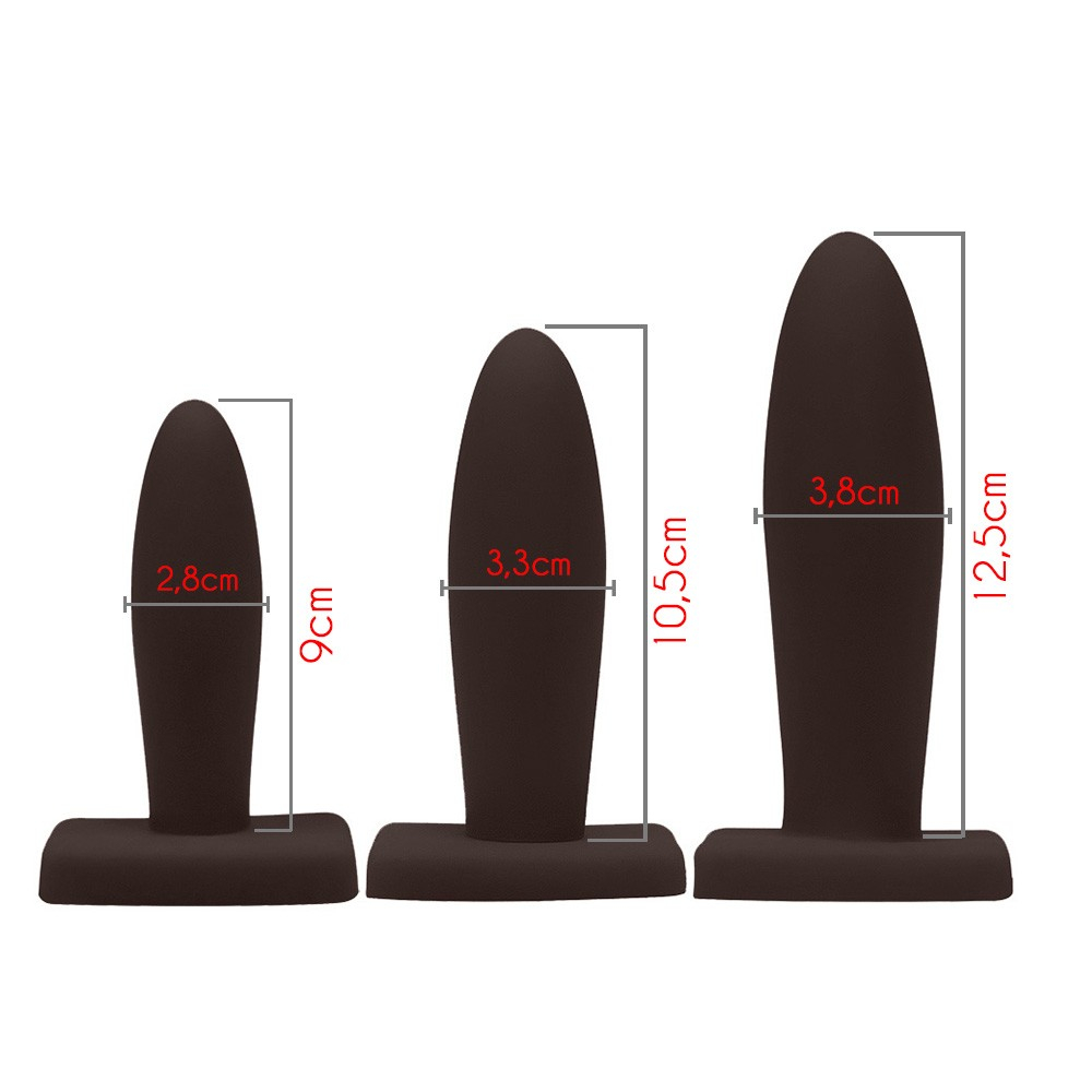 Kit Plug Anal Básico com 3 Tamanhos 9, 10,5 e 12,5 cm em Pvc Flexível Marrom | Foto 06