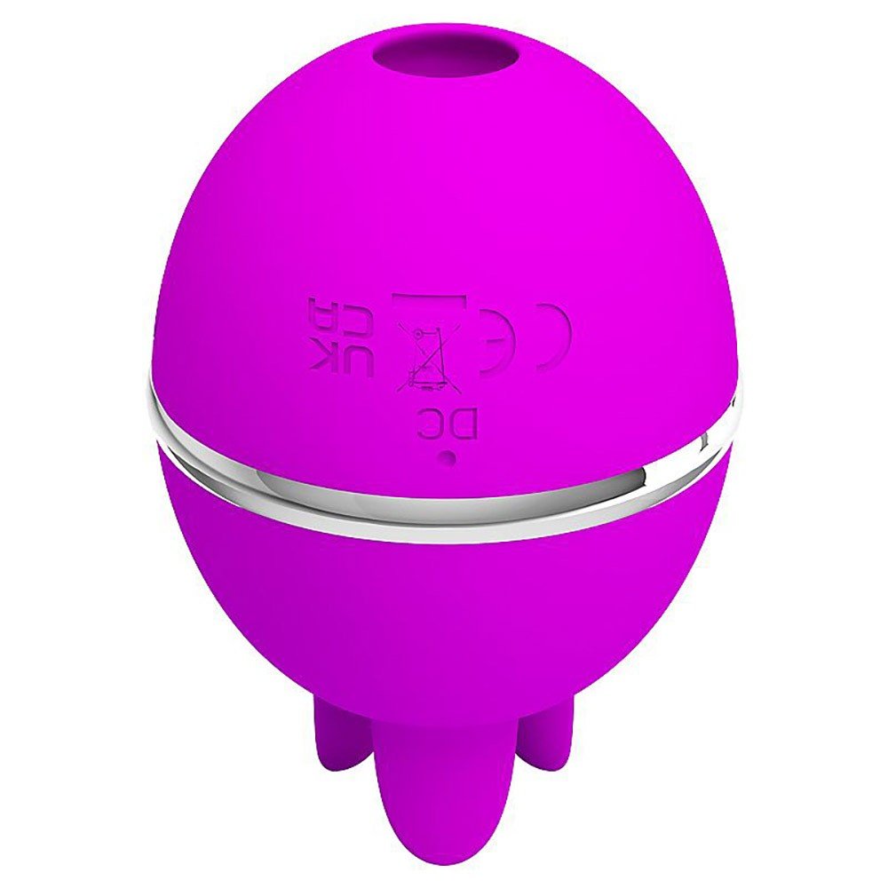 Vibrador Gemini Ball Pink, vista inferior com os bot�es de controle e entrada de carregamento