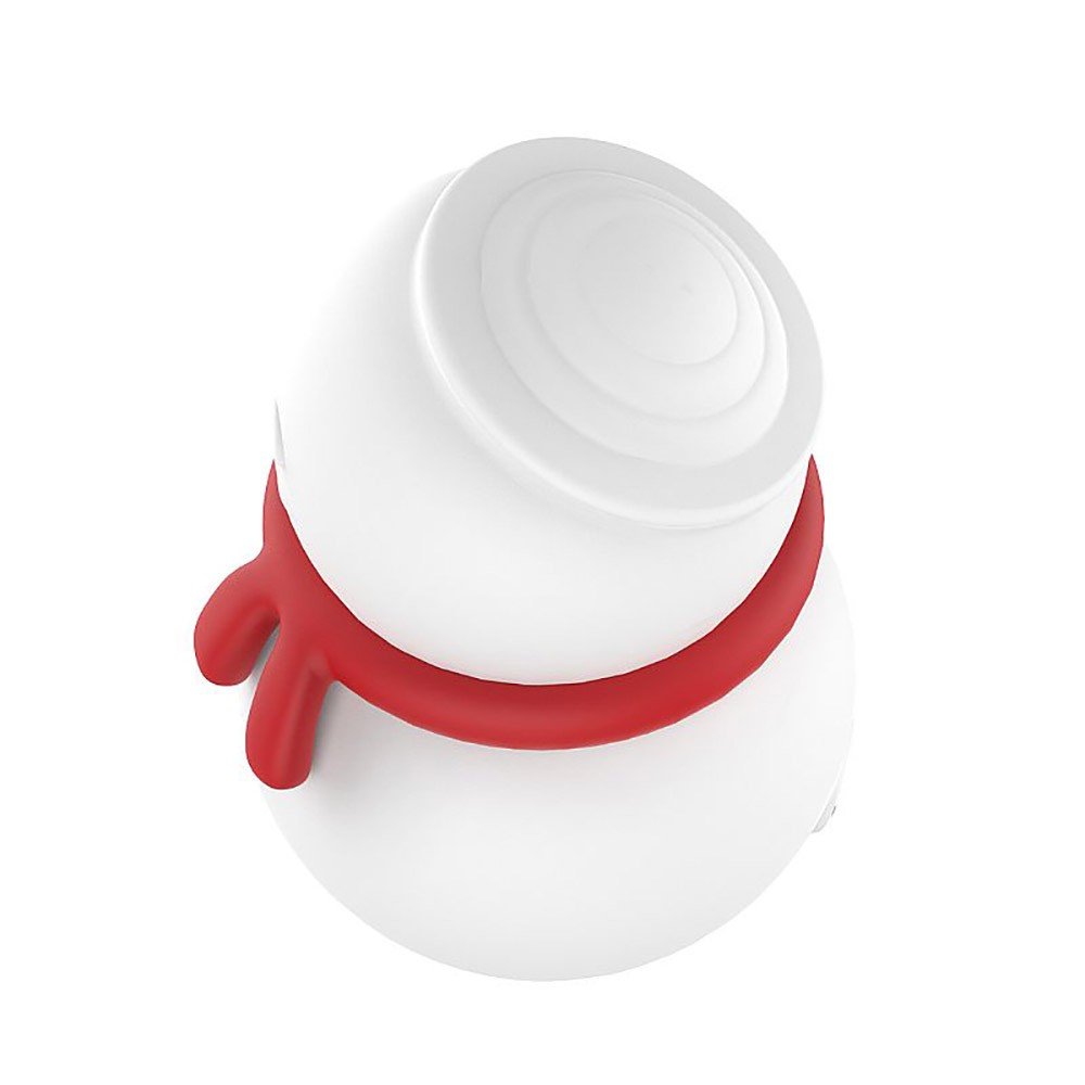 Vista da base do Vibrador Snow Baby, mostrando a textura lisa do silicone branco e o design uniforme do produto