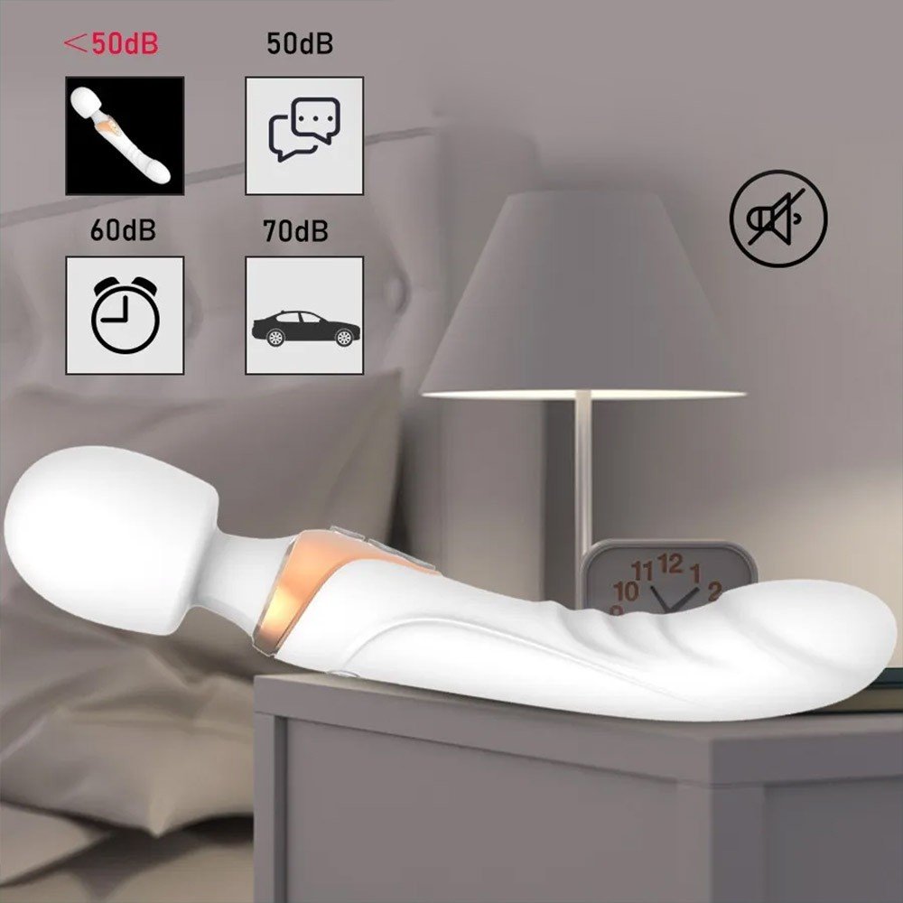 Massageador Er�tico Flex�vel Recarreg�vel em Silicone 10 Vibra��es Formato de P�nis Long Branco - Vista lateral mostrando a curvatura ergon�mica