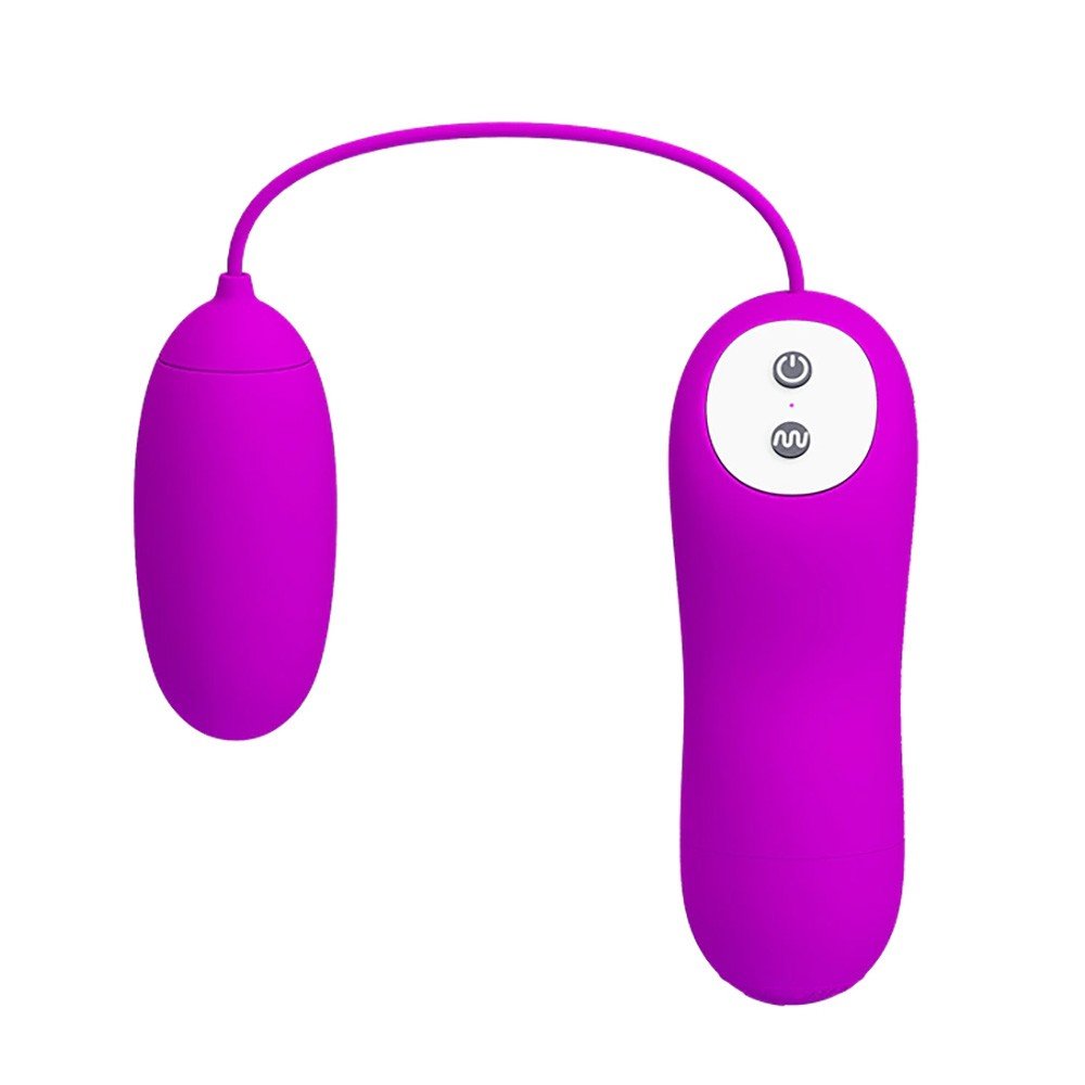 Vibrador Bullet Eunice Pink na cor magenta e controle com fio, vista frontal.