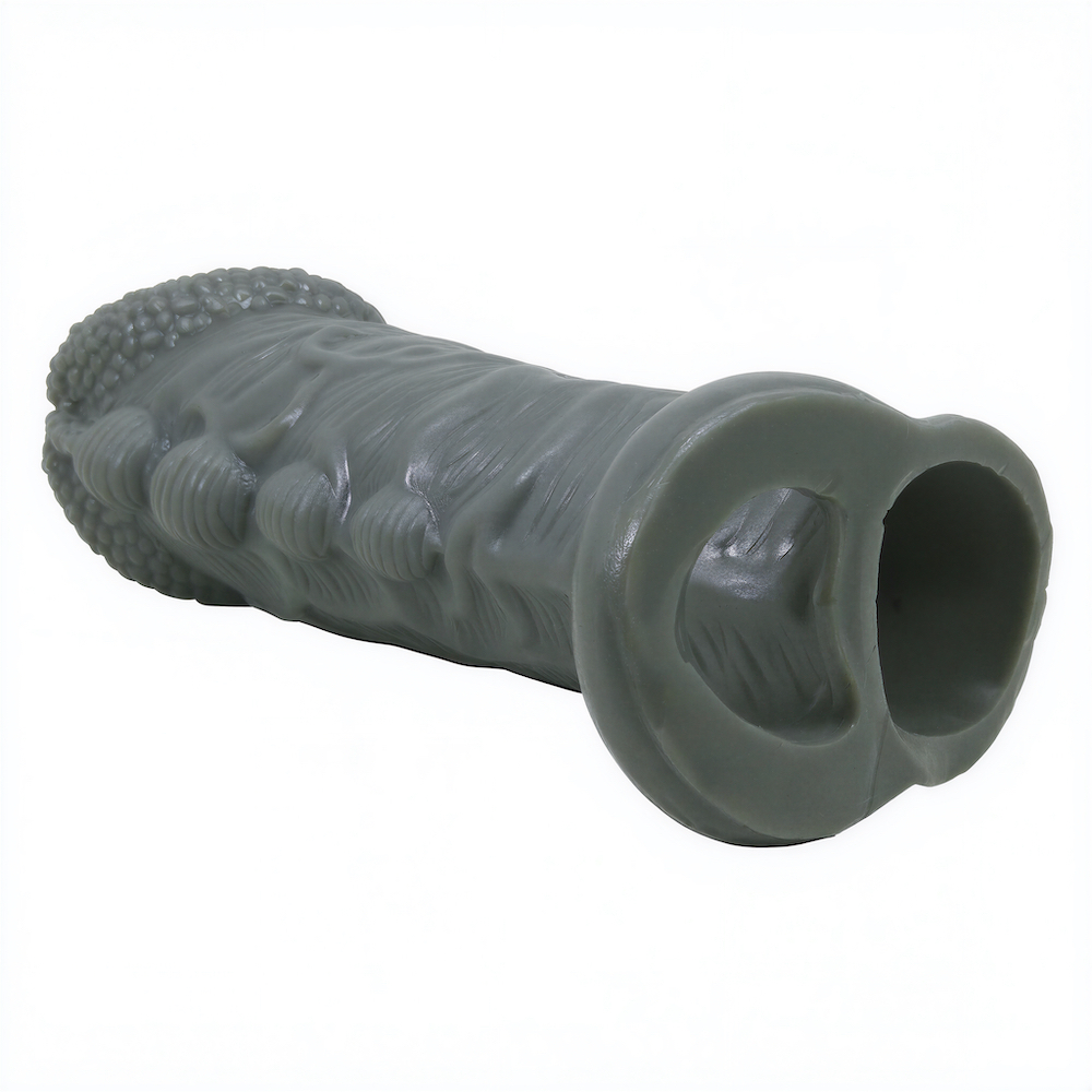 Capa Peniana com Extensor Interno de 3cm e Anel Escrotal feita em Silicone 14 x 4cm Cinza | Foto 05
