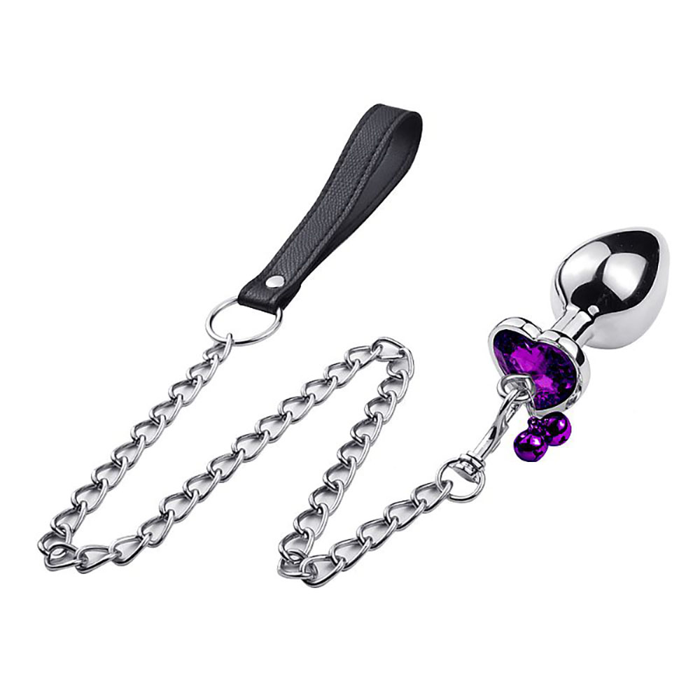 plug anal roxo Plug Anal Coração Roxo aço inoxidável