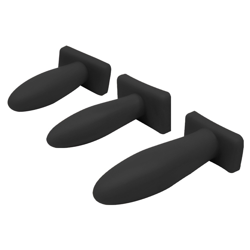 Kit Plug Anal B�sico com 3 Tamanhos 9, 10,5 e 12,5 cm em Pvc Flex�vel Preto | Foto 03