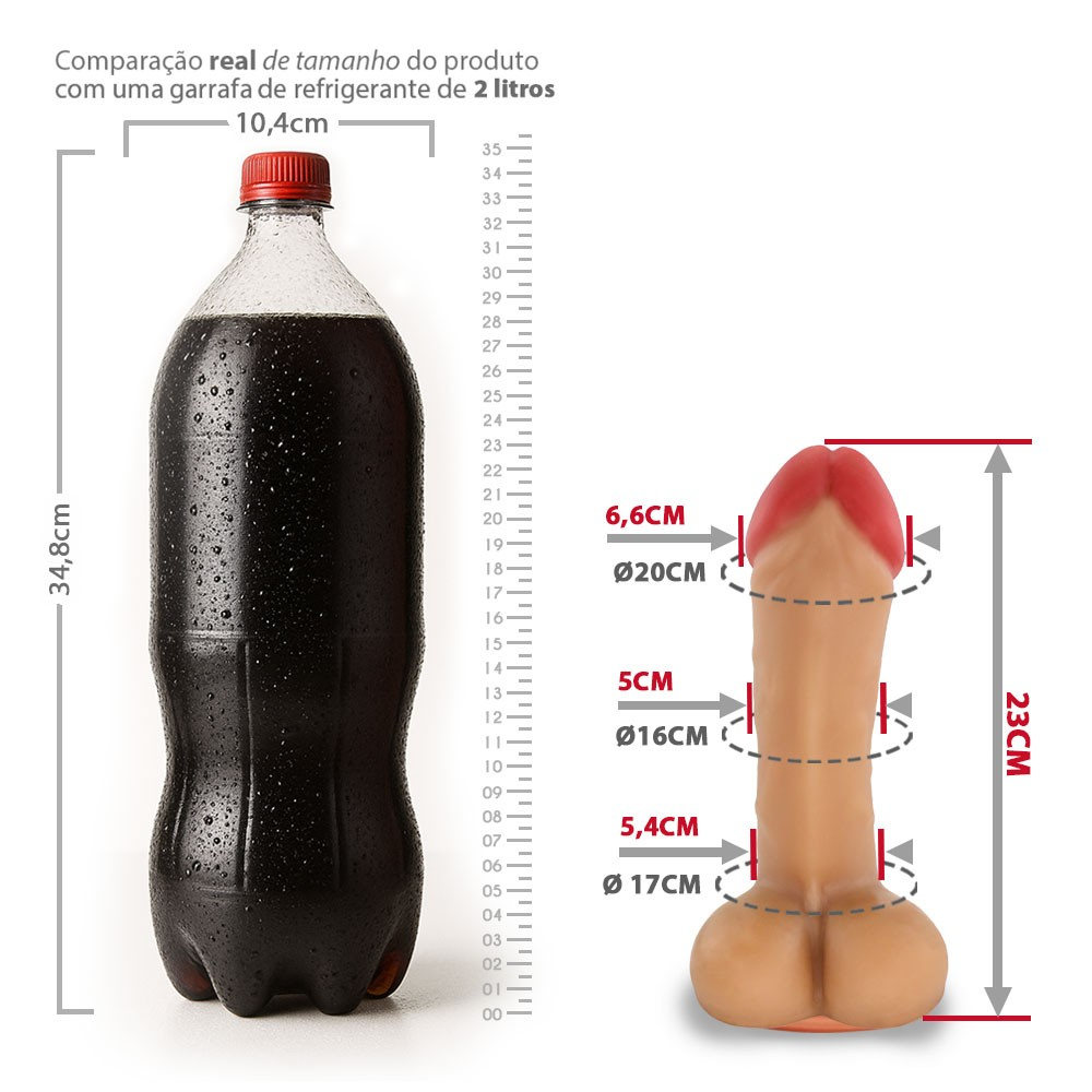 p�nis real�stico vibrador em composi��o completa destacando tamanho, propor��o e design do acess�rio �ntimo