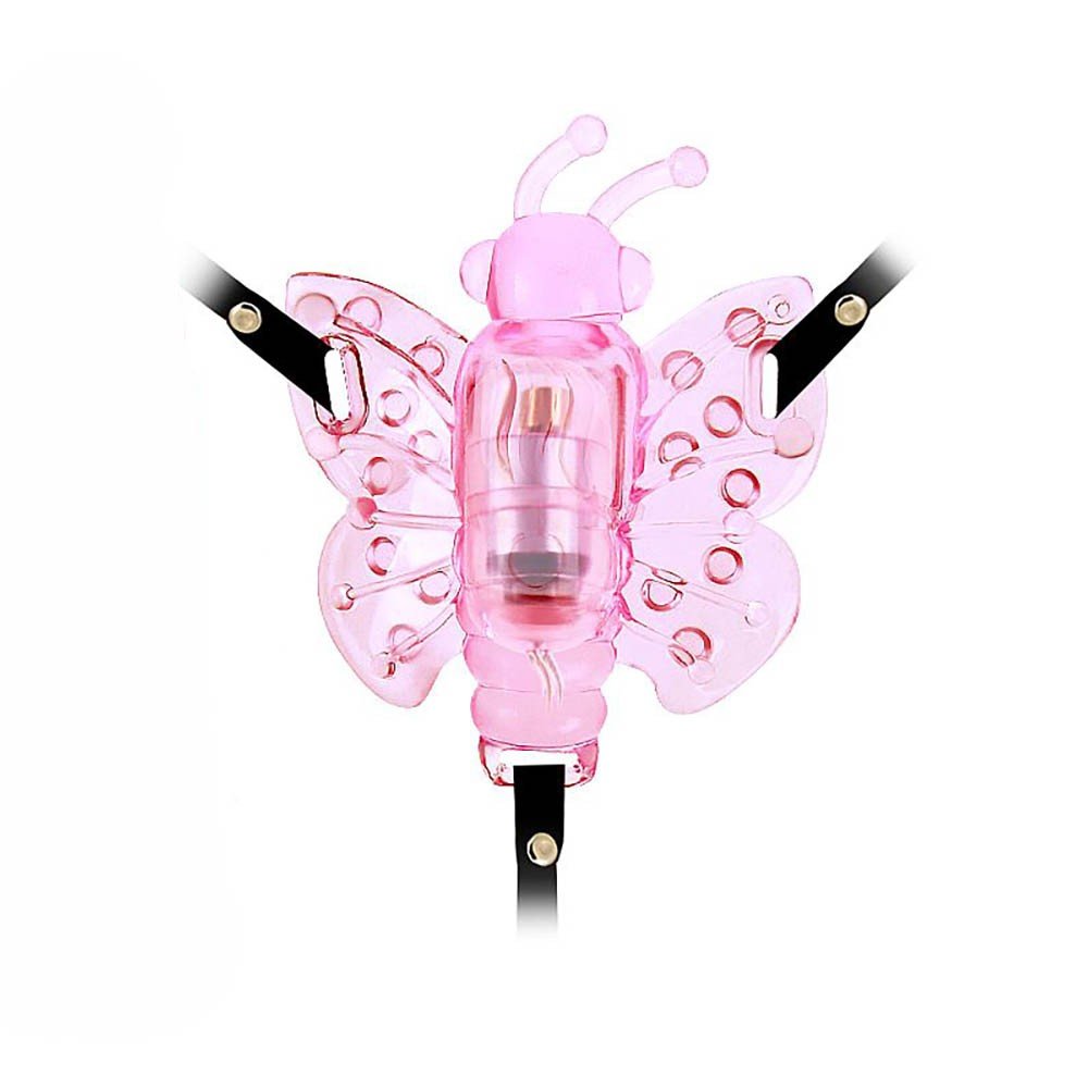 Vibrador Butterfly em Jelly Rosa em close up, destacando as asas e o bullet externo
