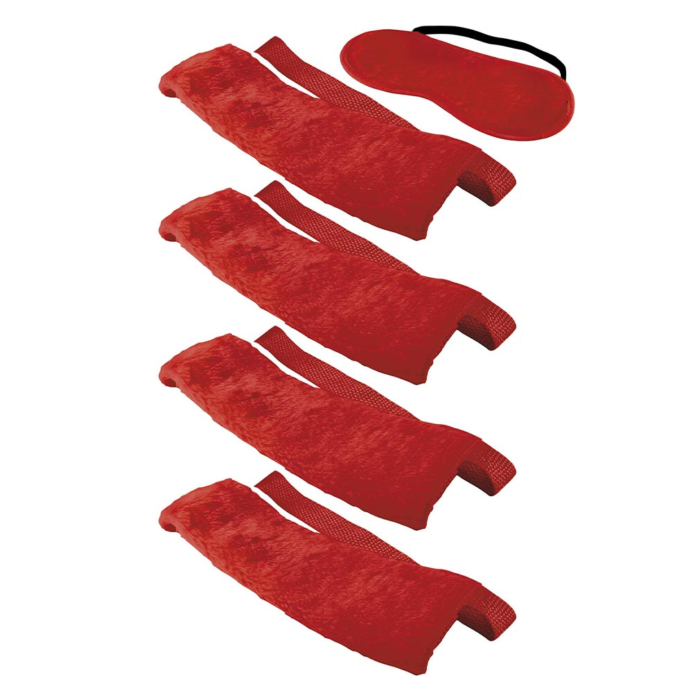 Kit Bondage com 4 Amarras e Venda de Pelúcia Vermelho | Foto 02