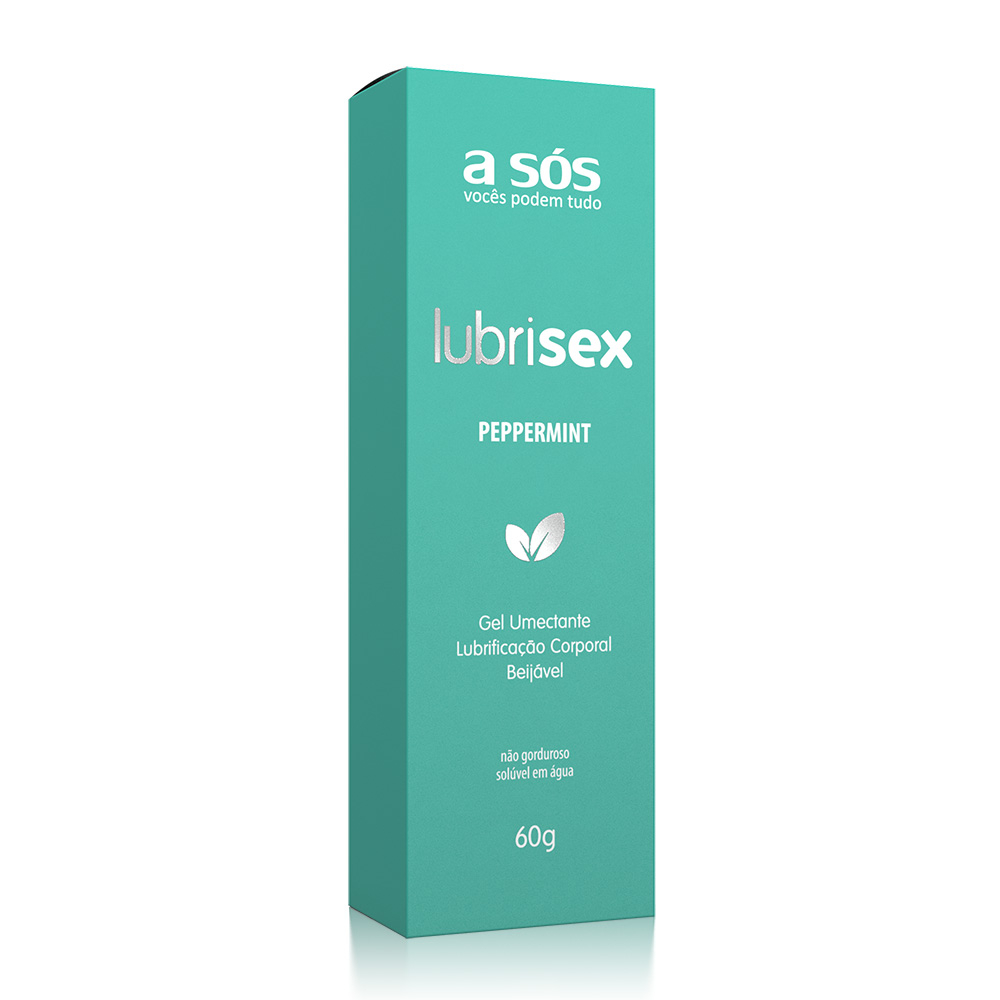 Lubrificante Beij�vel Lubrisex Peppermint 60g - Caixa com as informa��es do produto