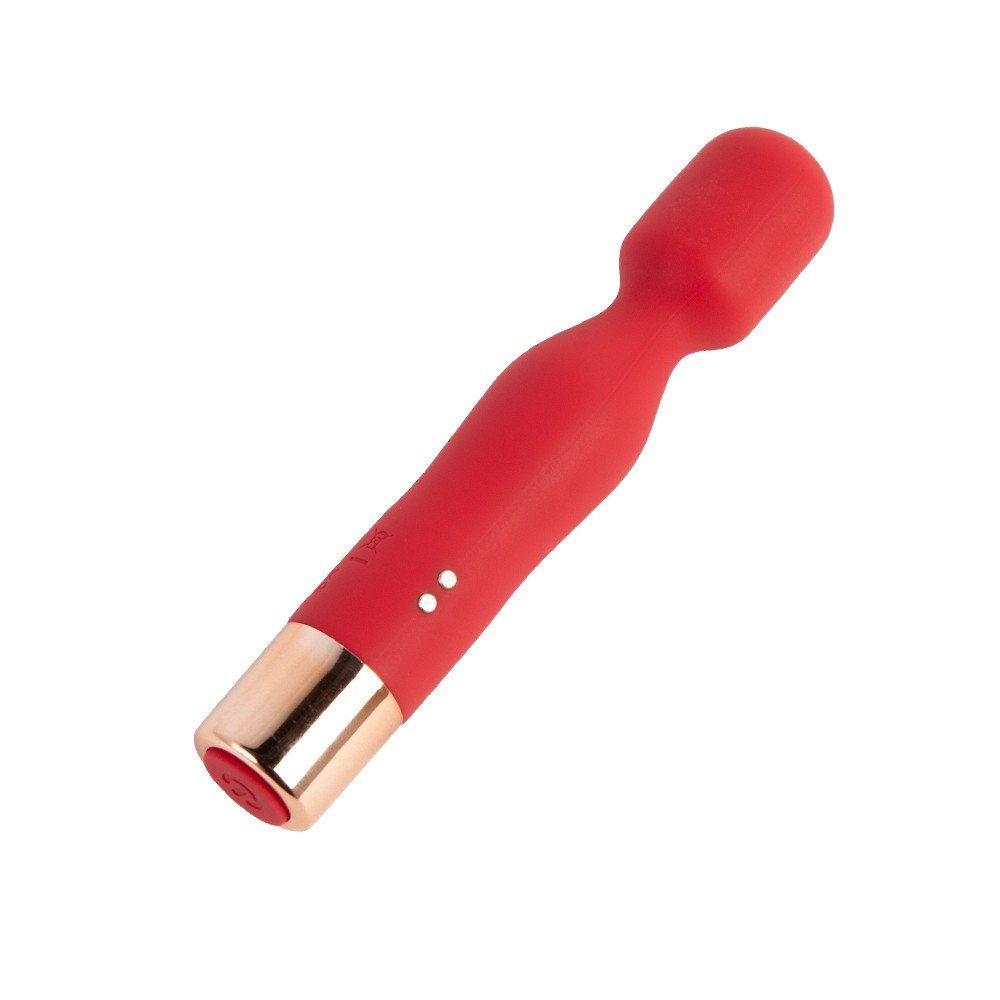 Massageador Er�tico em Silicone Recarreg�vel Wand Vermelho em vista diagonal