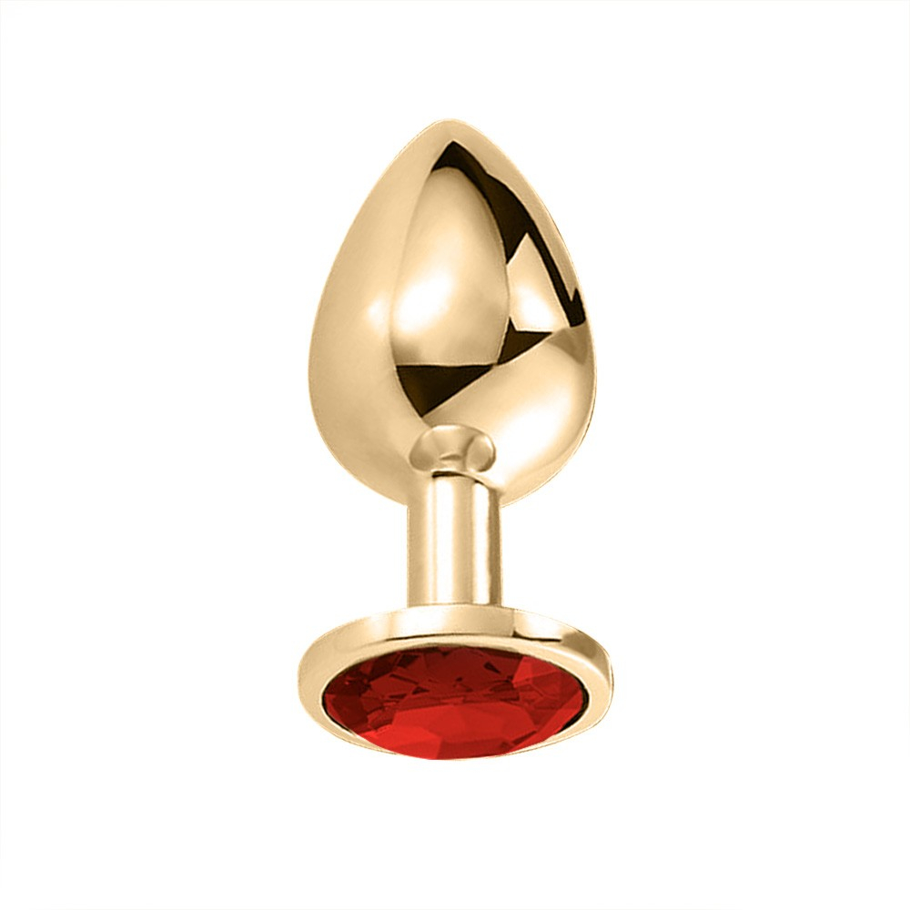 Plug Anal Joia em A�o Redondo Dourado Tamanho G Vermelho | Foto 02