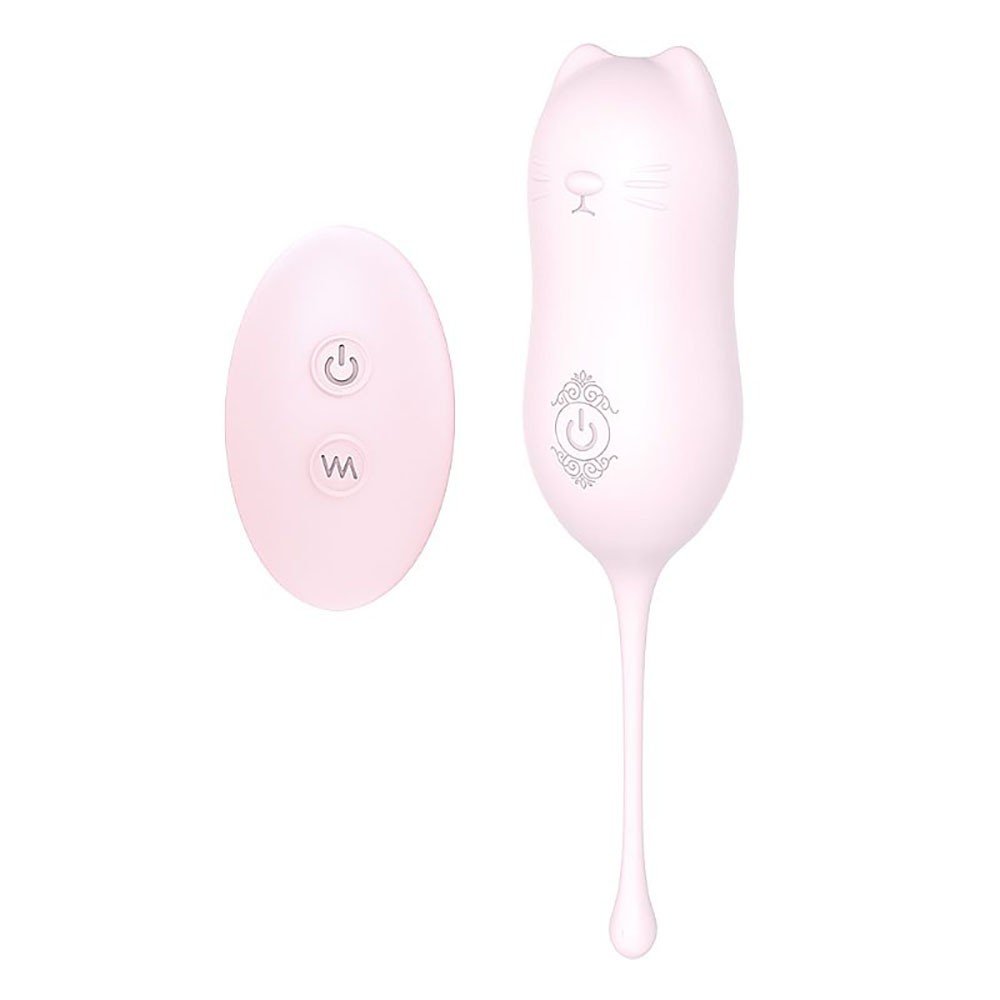 Vibrador Bullet em Silicone Recarreg�vel 9 Modos de Vibra��o Controle com Fio Miaou Rosa e seu controle remoto