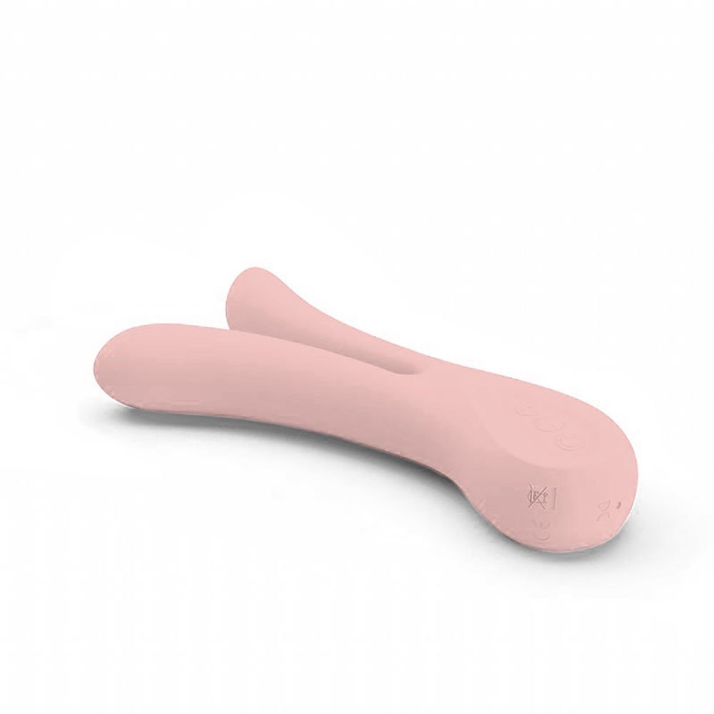 Vibrador Duplo Ulysses em uma vista lateral, destacando as curvas suaves e o material em silicone
