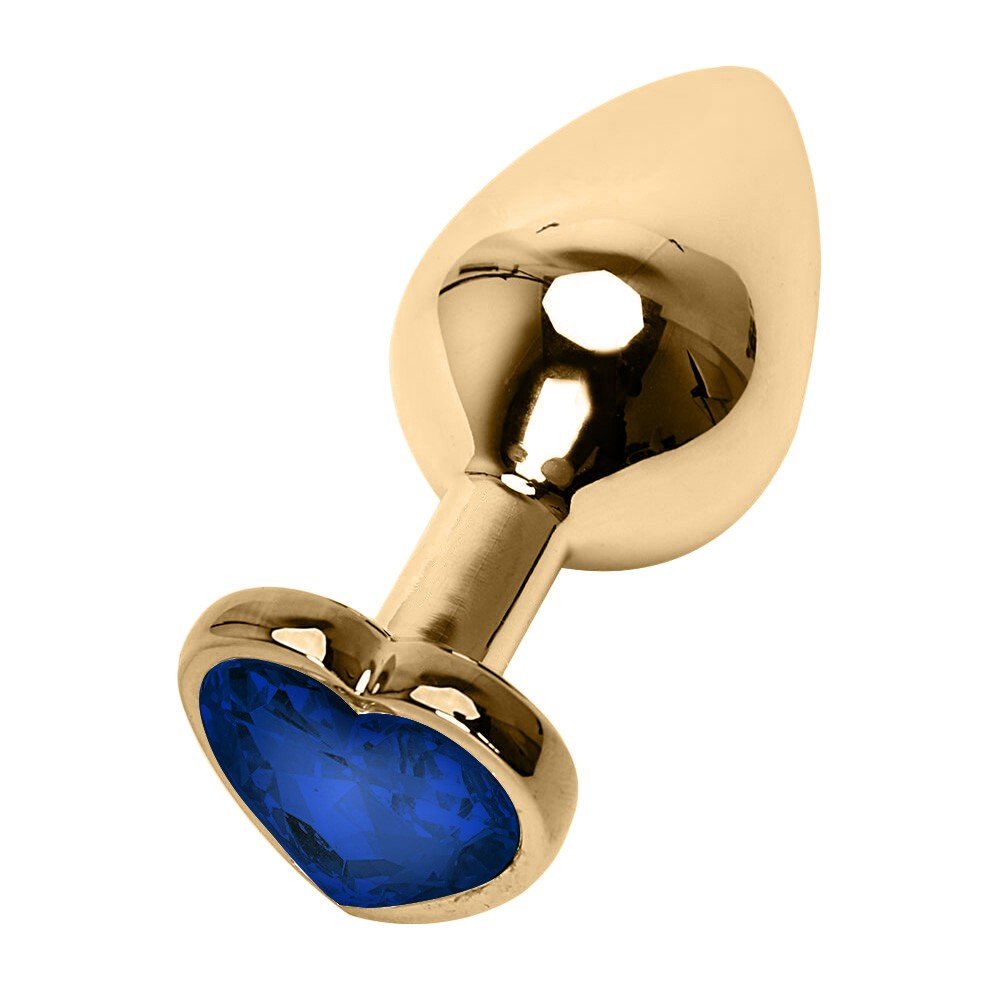 Plug Anal Joia em A�o Cora��o Dourado Tamanho G Azul | Foto 02
