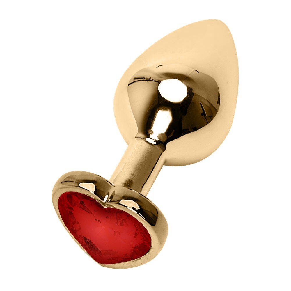 Plug Anal Joia em A�o Cora��o Dourado Tamanho G Vermelho | Foto 02