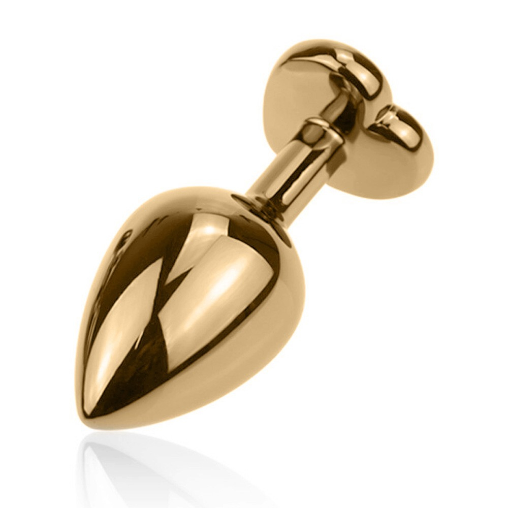 detalhe da base cora��o com cristal roxo do plug anal joia dourado P e a transi��o para o corpo em gota