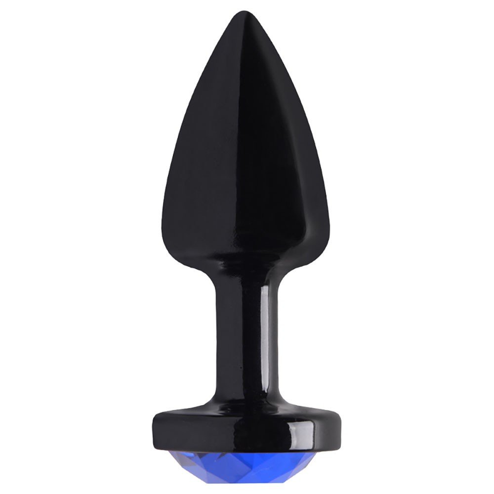 Plug Anal Joia em ABS Preto Tamanho P com Pedra Azul | Foto 02