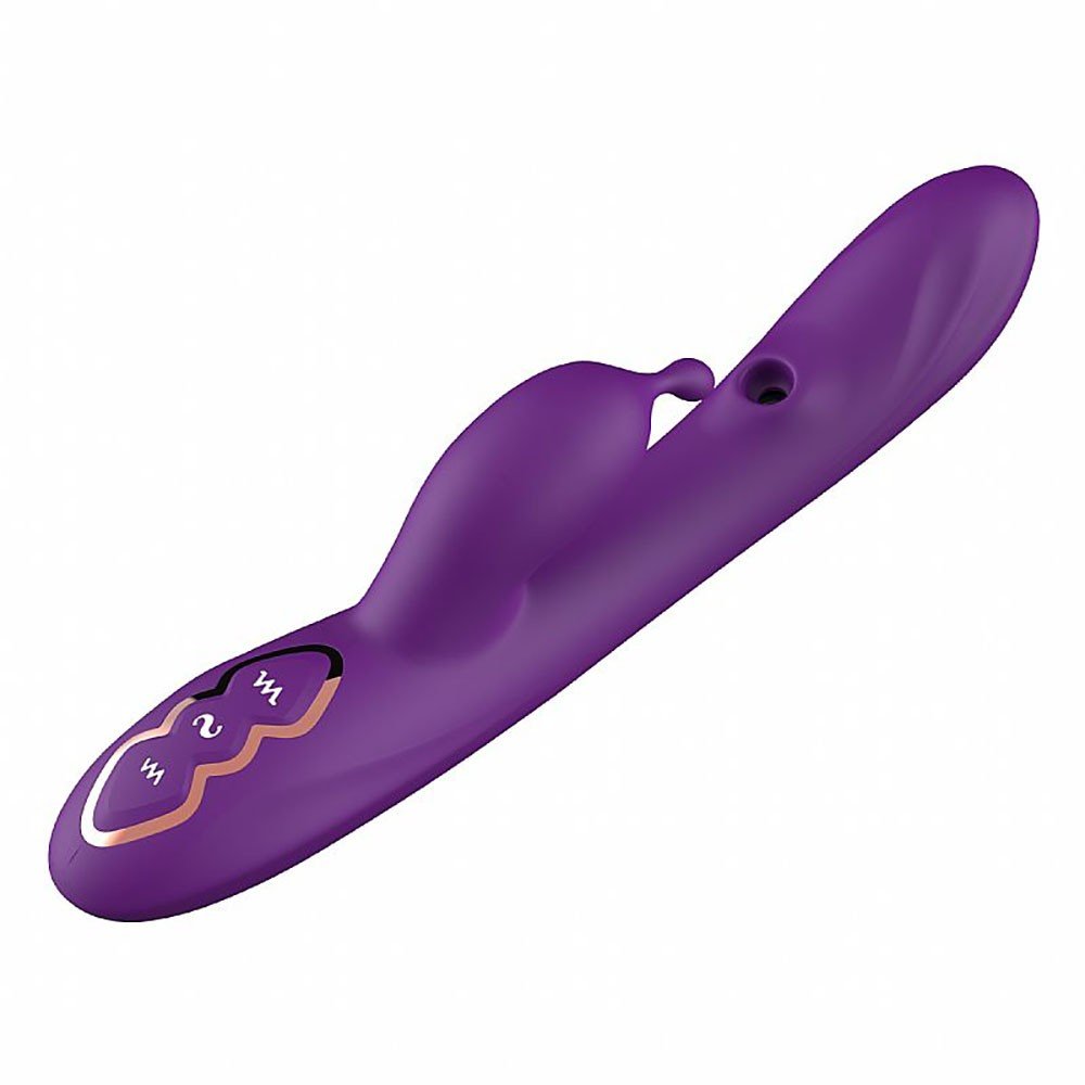 Vibrador duplo em silicone recarreg�vel roxo - Vista superior destacando os controles