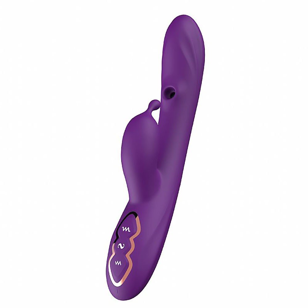 Vibrador duplo em silicone recarreg�vel roxo - Detalhe dos pontos de estimula��o