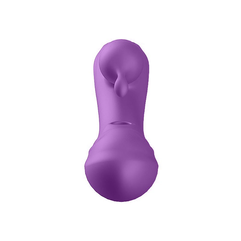Vibrador duplo em silicone recarreg�vel roxo - �ngulo da base para inser��o no ponto G