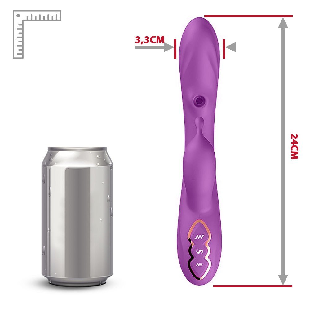 Vibrador duplo em silicone recarreg�vel roxo - Curvatura para estimular o clit�ris