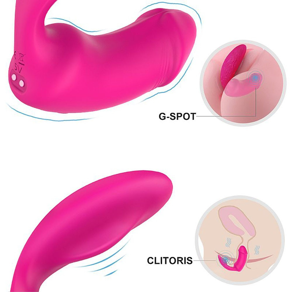 Vibrador Duplo em Silicone Recarreg�vel Sparrow Pink - diagrama ilustrando a estimula��o simult�nea do ponto G e do clit�ris