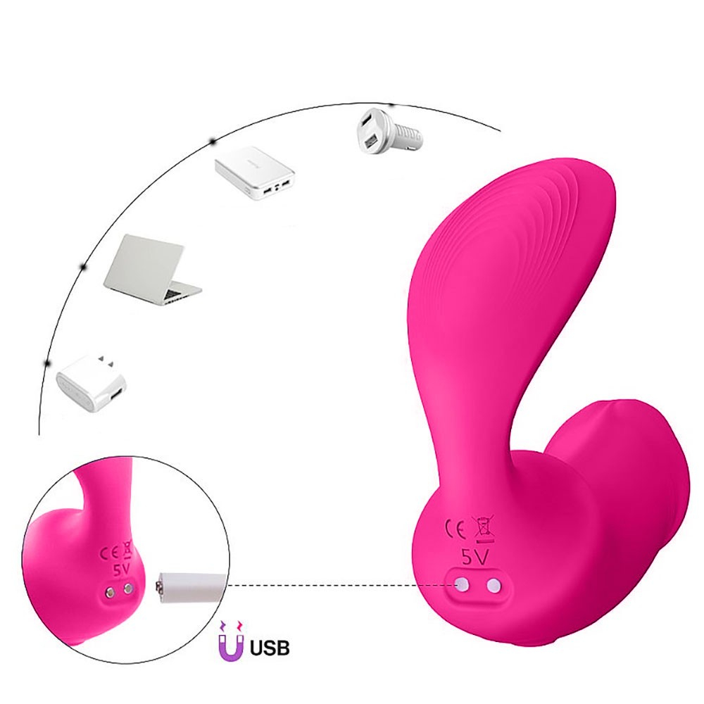 Vibrador Duplo em Silicone Recarreg�vel Sparrow Pink - vis�es detalhadas do vibrador, mostrando sua textura de silicone e curvas ergon�micas